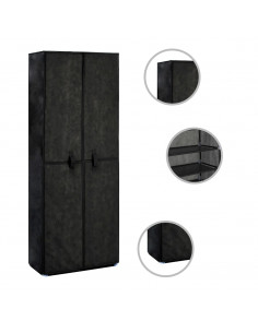 Scarpiera Nera 60x30x166 cm in Tessuto 2