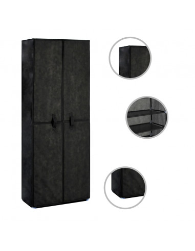 Scarpiera Nera 60x30x166 cm in Tessuto