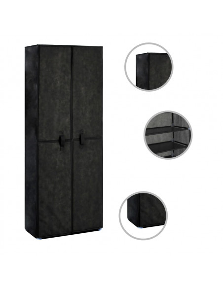 Scarpiera Nera 60x30x166 cm in Tessuto