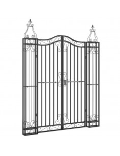 Cancello da Giardino Nero 121x8x150 cm in Ferro Battuto