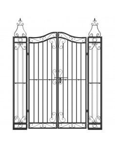 Cancello da Giardino Nero 121x8x150 cm in Ferro Battuto 2
