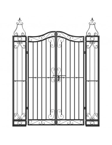 Cancello da Giardino Nero 121x8x150 cm in Ferro Battuto