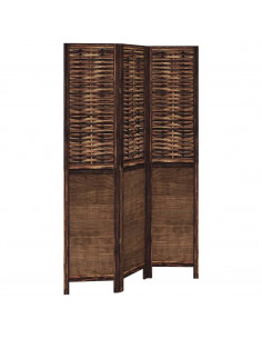 Divisorio Ambienti 3 Pannelli Marrone Scuro Massello Paulownia
