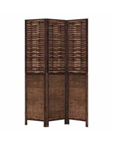 Divisorio Ambienti 3 Pannelli Marrone Scuro Massello Paulownia