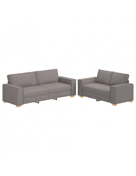 Set di Divani 2 pz con Cuscini Tortora in Tessuto