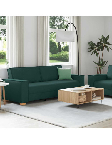 Set di Divani 2 pz con Cuscini Verde scuro in Tessuto