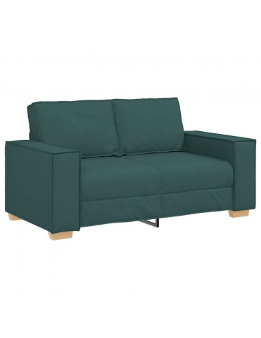 Set di Divani 2 pz con Cuscini Verde scuro in Tessuto