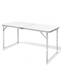 Tavolo da Campeggio Pieghevole Alluminio Altezza Regolabile 120 x 60cm