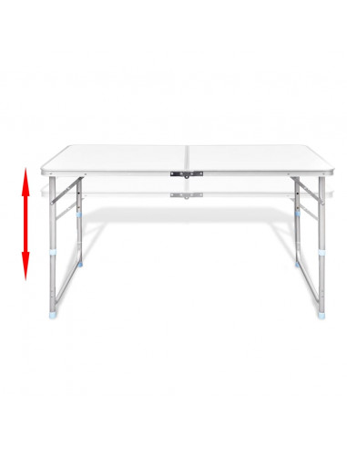 Tavolo da Campeggio Pieghevole Alluminio Altezza Regolabile 120 x 60cm