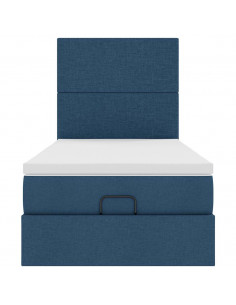 Struttura Letto Pouf con Materasso Blu 80x200 cm in Tessuto 2