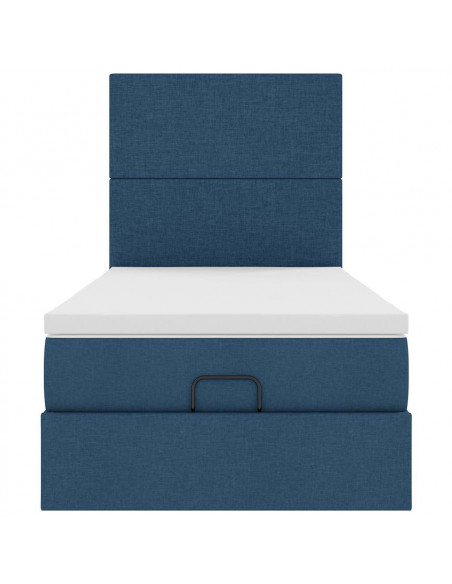 Struttura Letto Pouf con Materasso Blu 80x200 cm in Tessuto