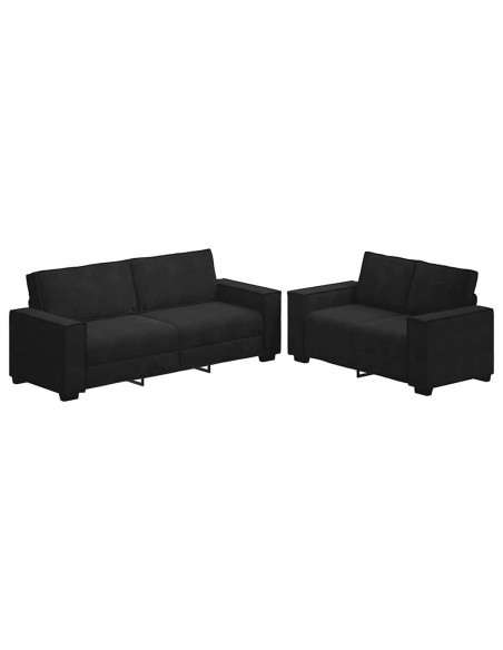 Set di Divani 2 pz con Cuscini Nero in Velluto