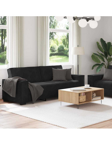 Set di Divani 2 pz con Cuscini Nero in Velluto