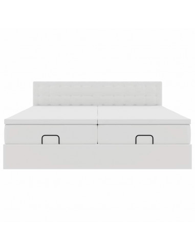 Struttura Letto Pouf con Materassi Bianco 160x200 cm Similpelle