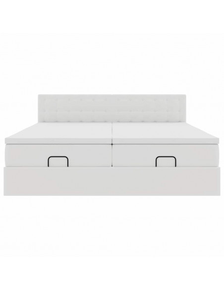 Struttura Letto Pouf con Materassi Bianco 160x200 cm Similpelle