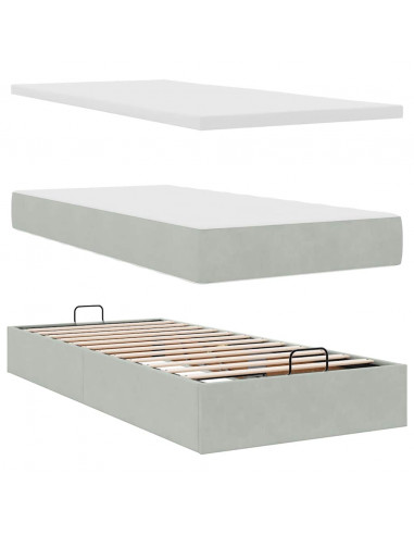 Struttura Letto Pouf con Materasso 100x200 cm Velluto