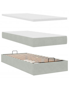 Struttura Letto Pouf con Materasso 100x200 cm Velluto 2