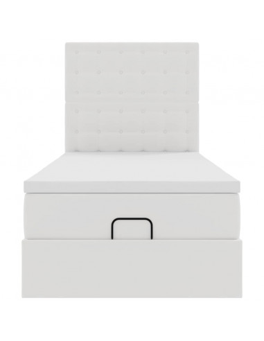 Letto Pouf con Materasso Bianco 80x200 cm Similpelle