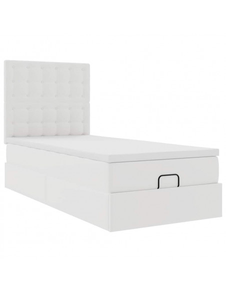 Struttura Letto Pouf con Materasso Bianco 80x200 cm Similpelle