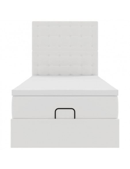 Struttura Letto Pouf con Materasso Bianco 80x200 cm Similpelle