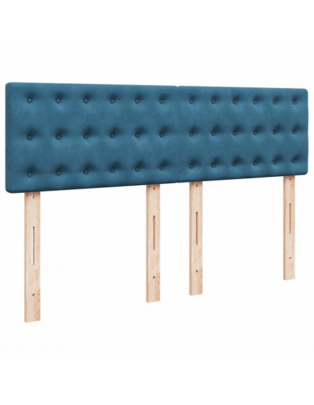 Struttura Letto Pouf con Materasso Blu 140x200cm in Velluto