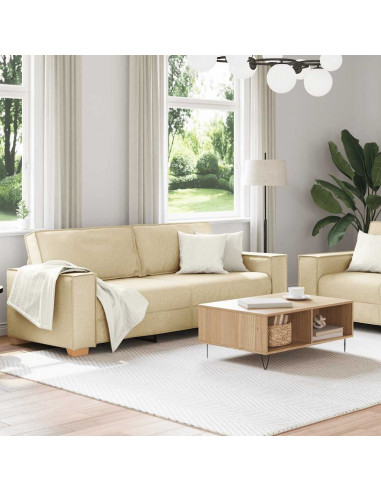 Set di Divani 2 pz con Cuscini Crema in Tessuto