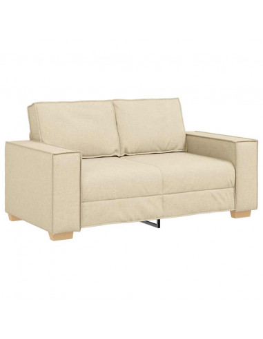 Set di Divani 2 pz con Cuscini Crema in Tessuto
