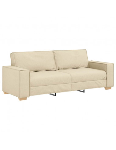 Set di Divani 2 pz con Cuscini Crema in Tessuto