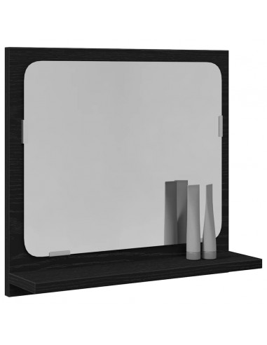 Specchio da Bagno Rovere Nero 40x10,5x37 cm Legno Multistrato
