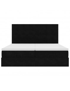 Struttura Letto Pouf con Materassi Nero 180x200 cm in Velluto 2