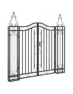 Cancello da Giardino Nero 121x8x120 cm in Ferro Battuto 2