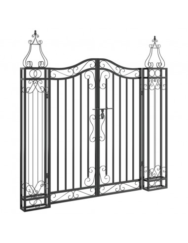 Cancello da Giardino Nero 121x8x120 cm in Ferro Battuto