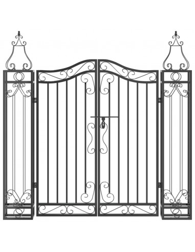 Cancello da Giardino Nero 121x8x120 cm in Ferro Battuto