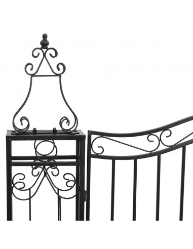 Cancello da Giardino Nero 121x8x120 cm in Ferro Battuto