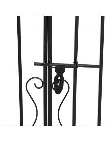 Cancello da Giardino Nero 121x8x120 cm in Ferro Battuto