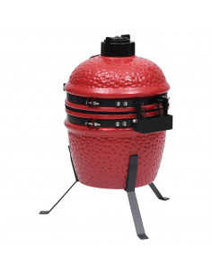 Barbecue Affumicatore 2 in 1 Kamado in Ceramica 56 cm Rosso