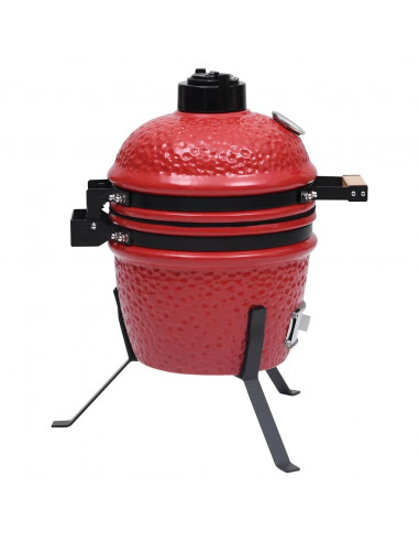 Barbecue Affumicatore 2 in 1 Kamado in Ceramica 56 cm Rosso