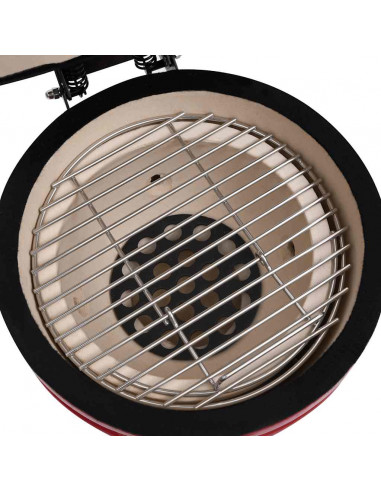 Barbecue Affumicatore 2 in 1 Kamado in Ceramica 56 cm Rosso