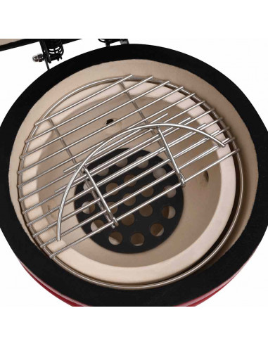Barbecue Affumicatore 2 in 1 Kamado in Ceramica 56 cm Rosso