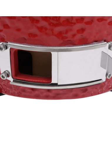 Barbecue Affumicatore 2 in 1 Kamado in Ceramica 56 cm Rosso
