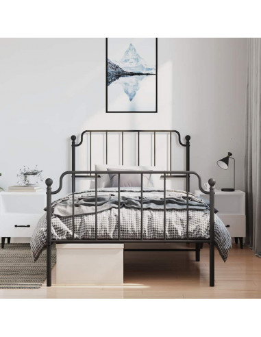 Giroletto con Testiera e Pediera Metallo Nero 100x200 cm