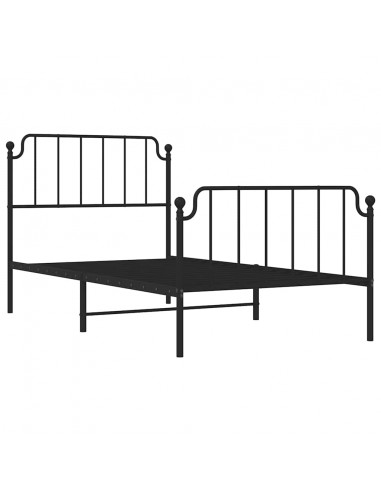 Giroletto con Testiera e Pediera Metallo Nero 100x200 cm