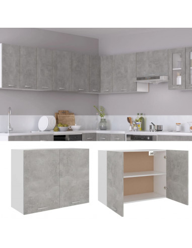 Mobile Pensile Grigio Cemento 80x31x60 cm in Legno Multistrato