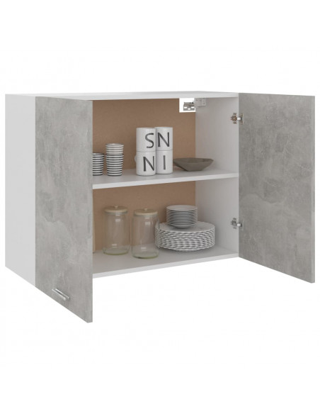 Mobile Pensile Grigio Cemento 80x31x60 cm in Legno Multistrato