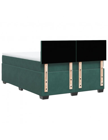 Giroletto a Molle con Materasso Verde Scuro 140x190 cm Velluto