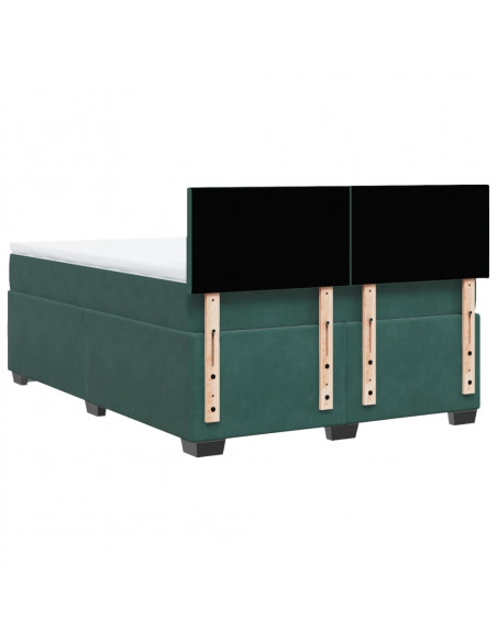 Giroletto a Molle con Materasso Verde Scuro 140x190 cm Velluto