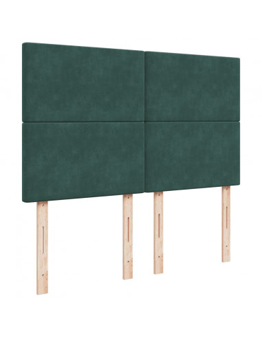 Giroletto a Molle con Materasso Verde Scuro 140x190 cm Velluto