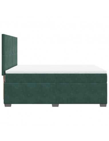 Giroletto a Molle con Materasso Verde Scuro 140x190 cm Velluto