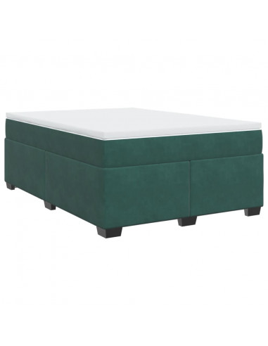 Giroletto a Molle con Materasso Verde Scuro 140x190 cm Velluto