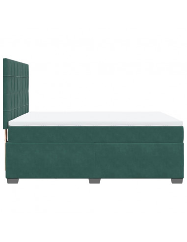 Giroletto a Molle con Materasso Verde Scuro 140x190 cm Velluto